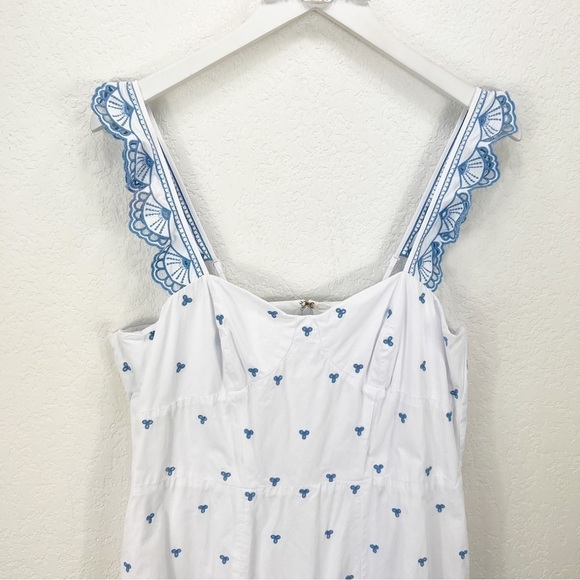 Jonathan Simkhai Eyelet Embroidered Bustier Dress White Blue Size 14 - Picture 3 of 11